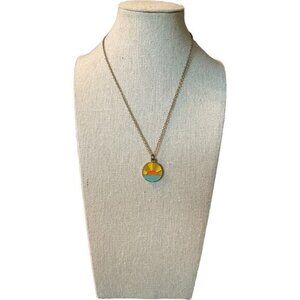 Sunset Pendant Necklace With Bronze Chain